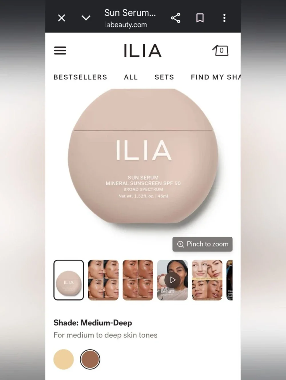 ILIA Medium Deep Sunscreen SPF 50 Brand New